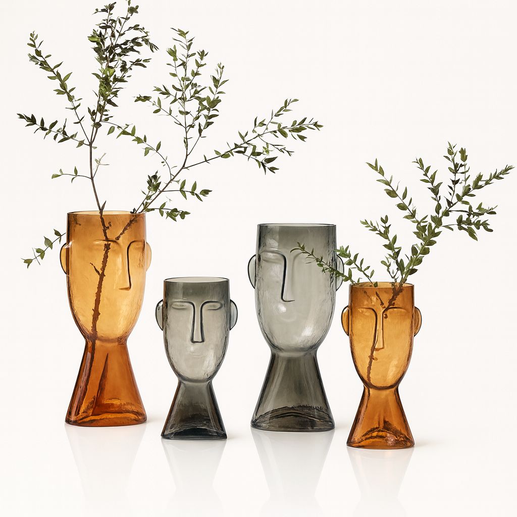 Modern Abstract Human Face Glass Vase