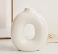 Nordic Hollow Ceramic Vase – White Minimalist Design
