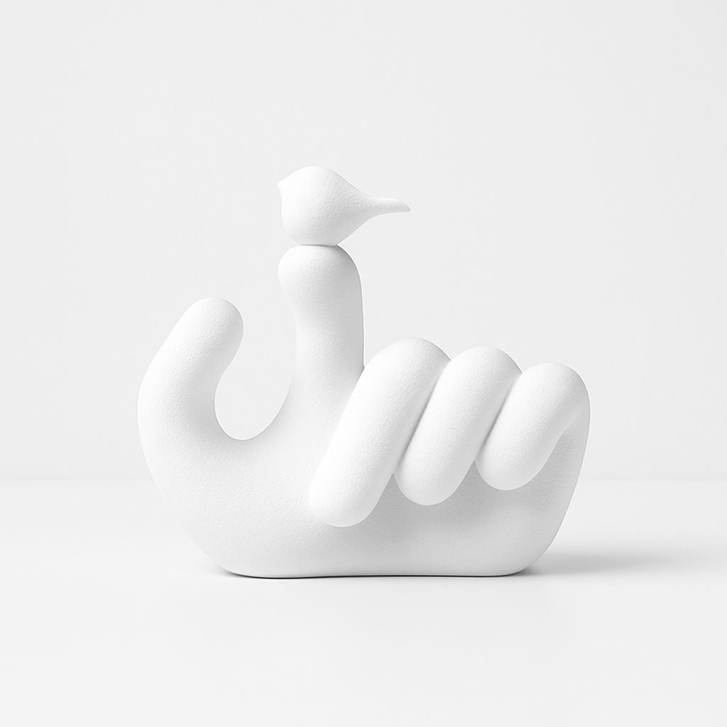 Minimalist Hand with Bird Sculpture